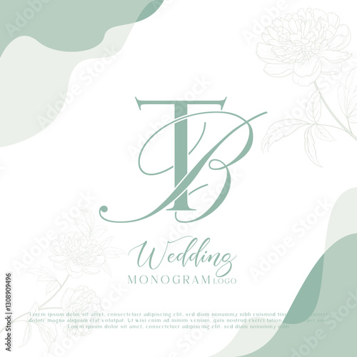 Letter BT, TB Wedding Monogram Logo