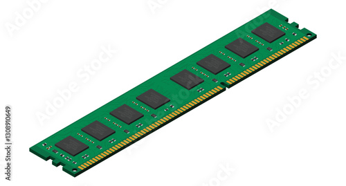 Isometric random access memory. RAM memory realistic 3d isometric. Computer hardware components. Vector illustration