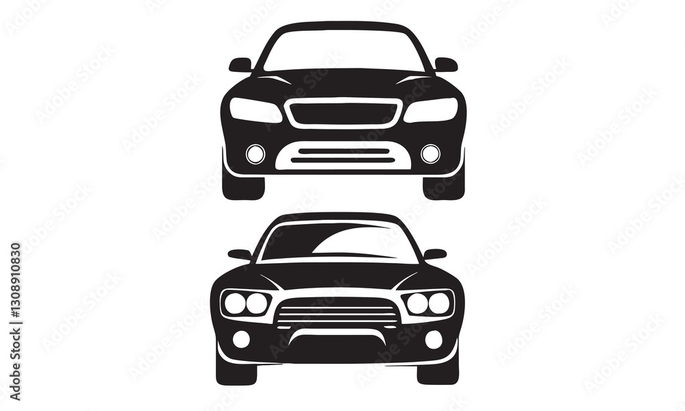 © Sabbir Hossain - Car icon set. Automobile From Various Sides, Monochrome symbol
