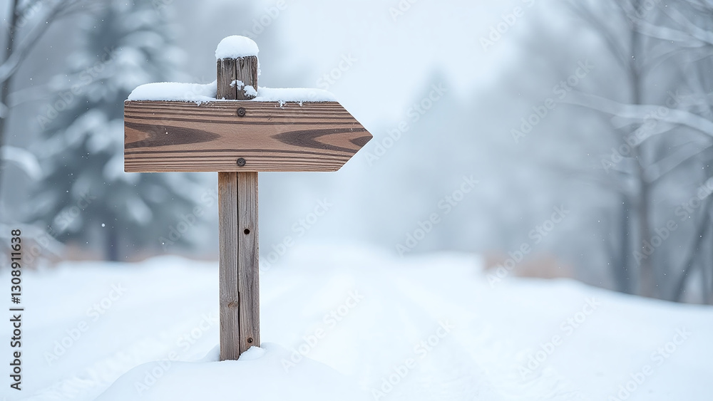Naklejka premium snowy wooden signposts white background set help visibility rural roads winter weather