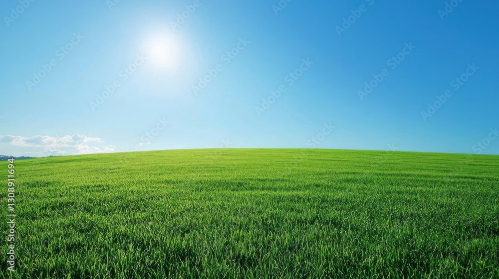 Fototapeta premium an empty open field with a clear blue sky