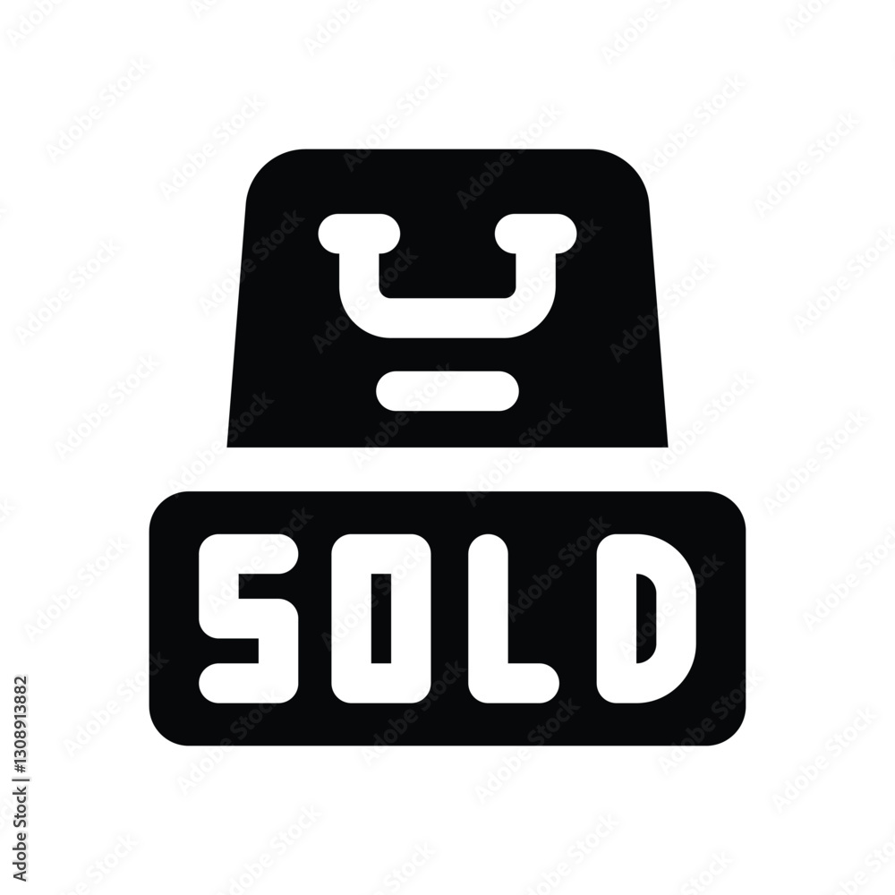 sold glyph icon. Strong and solid vector icon for websites, mobile interfaces, presentations, and visual branding. High quality and easy to edit. sold glyph icon. Strong and solid vector icon for websites, mobile interfaces, presentations, and visual branding. High quality and easy to edit.