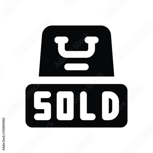 sold glyph icon. Strong and solid vector icon for websites, mobile interfaces, presentations, and visual branding. High quality and easy to edit.