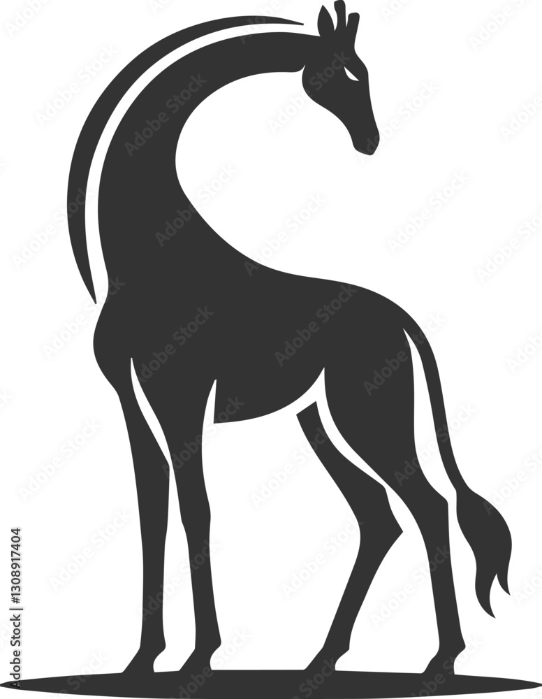 Obraz premium Giraffe arching its neck backward vector silhouette