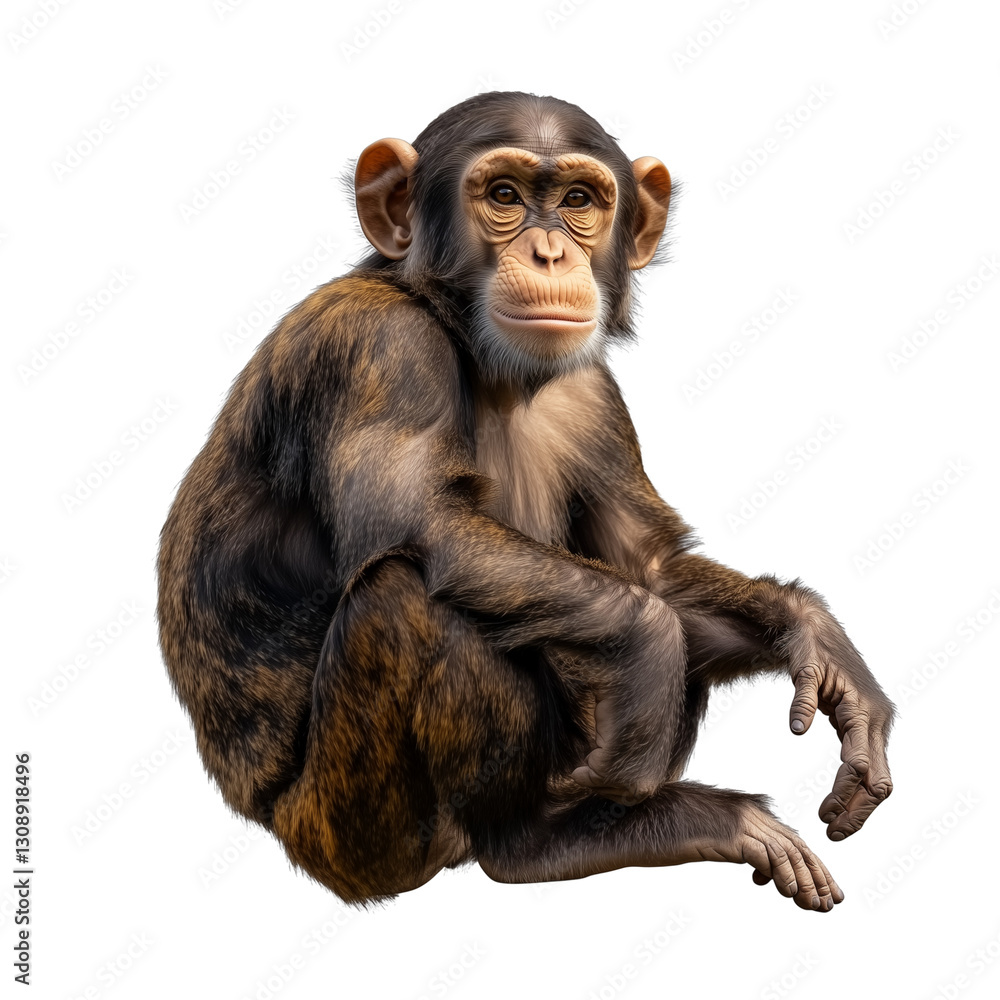 Fototapeta premium Chimpanzee, cut out, object, on Transparent background