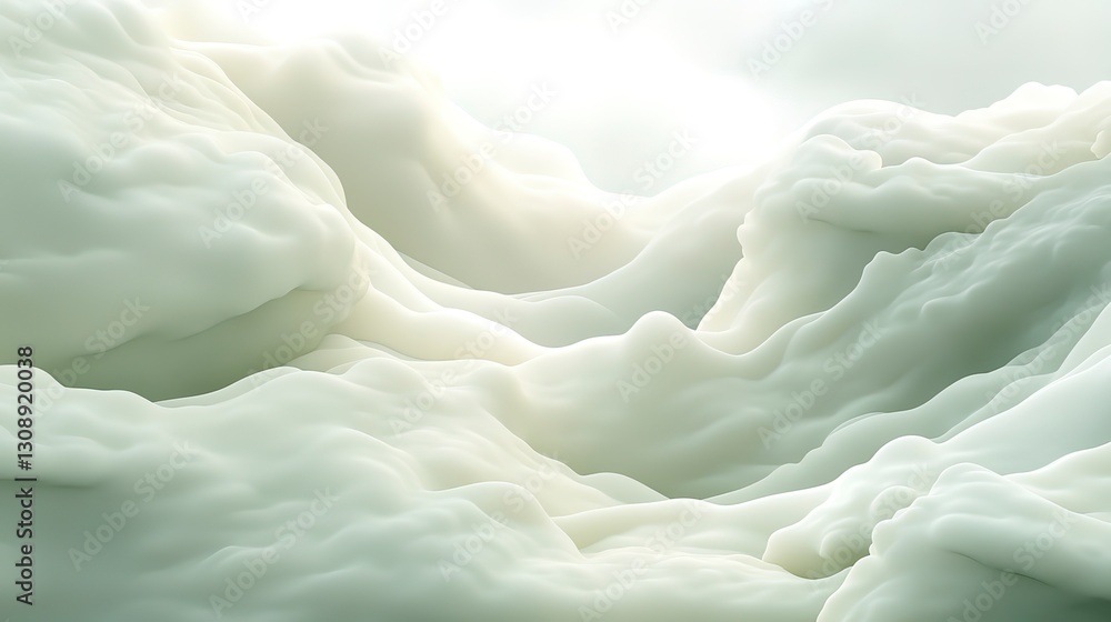 Obraz premium Soft pale green and ivory clouds, delicate and light with subtle flowing patterns and smooth transitions