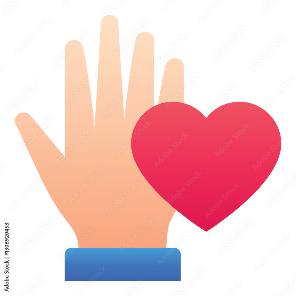 Fototapeta premium Gradient color icon, illustration for Hand, love, valentines day.