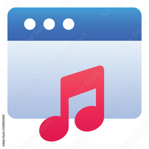 Gradient color icon, illustration for Website, webpage, window, music.
