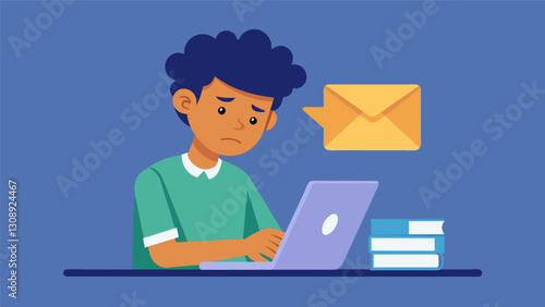 As the student stares at yet another generic rejection email they silently vow to keep trying until they receive a positive response.. Vector illustration