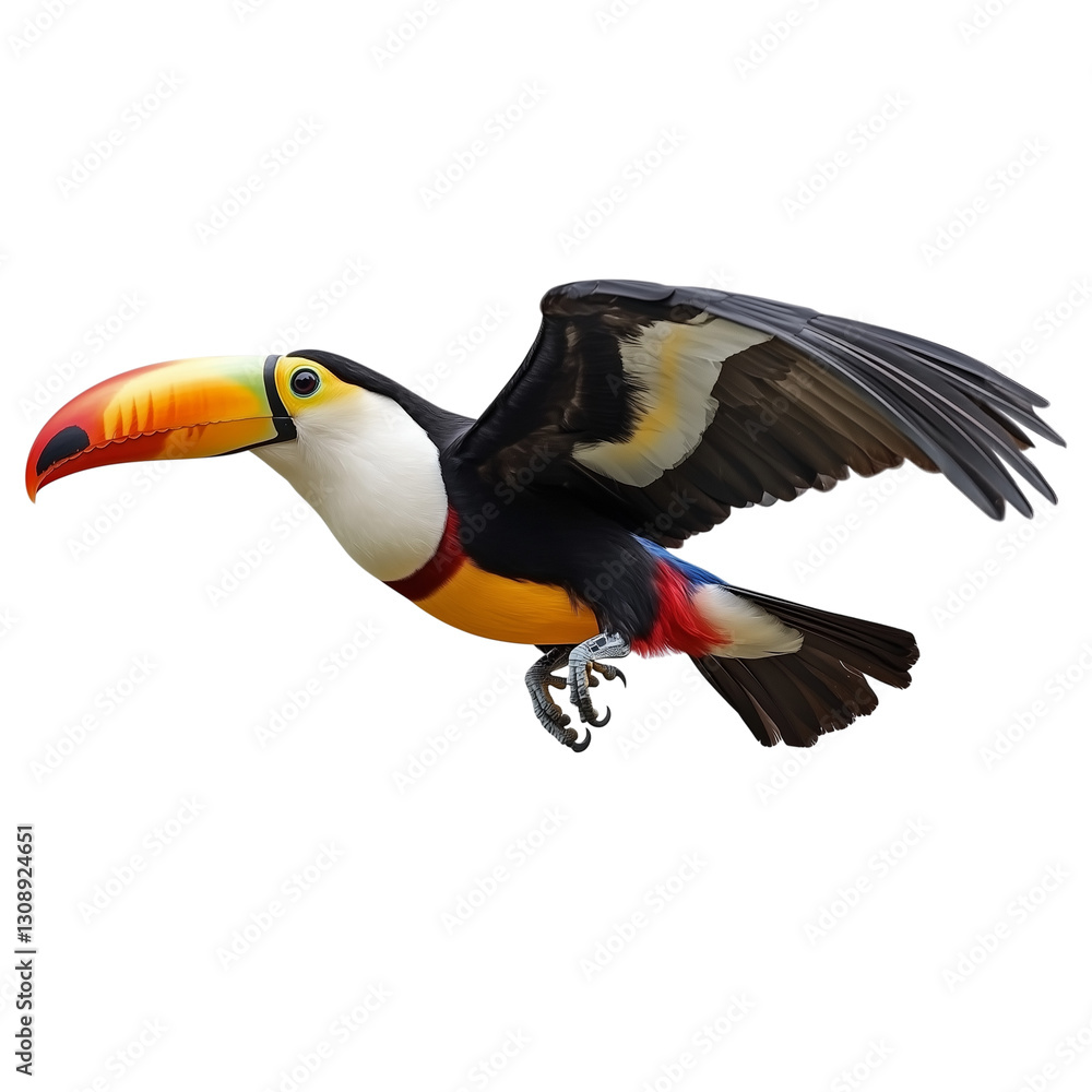Naklejka premium Keel billed Toucan Tropical Paintbrush bird, Transparent background 