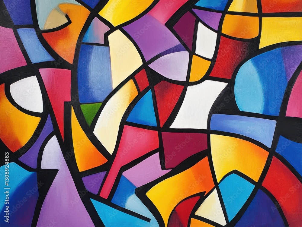 Abstract painting with bold, contrasting colors and irregular shapes, reflecting a modern craft style with a playful, handcrafted vibe Abstract painting with bold, contrasting colors and irregular shapes, reflecting a modern craft style with a playful, handcrafted vibe