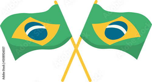 Brazilian carnival icons flat style. Brazil country travel tourism. of design elements, culture symbols with toucan, parrot,illustration