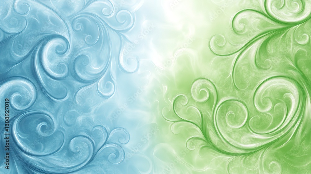 Soft pastel green and blue gradient, light and airy with flowing swirls Soft pastel green and blue gradient, light and airy with flowing swirls