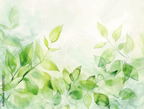 Nature-Inspired Abstract Foliage in Watercolor Style Generative AI  