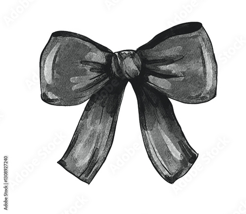 bow  watercolor illustration isolated 
