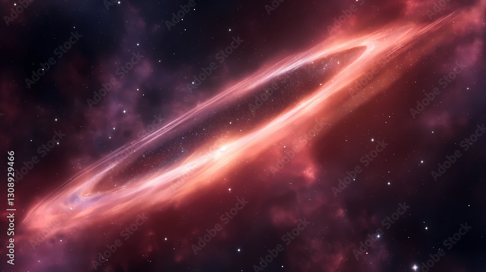 Fototapeta premium Lo-Fi Crimson Sunset at the Universe's Edge – Cosmic Glow with Pastel Nebulae