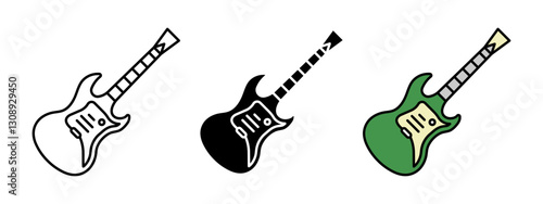 Rock guitar icon. Musical instrument symbol. Electric sound vector illustration. Stage performance sign.