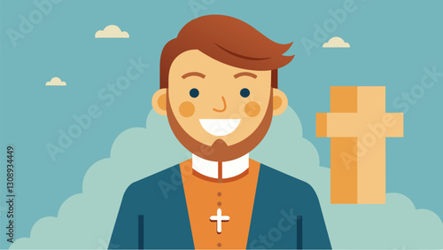The greeters warm smiles and genuine enthusiasm make you feel like a part of the church family.. Vector illustration