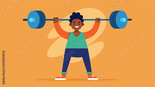 With each lift the lifter can feel the resistance of the virtual weights as they strain and exert their muscles.. Vector illustration