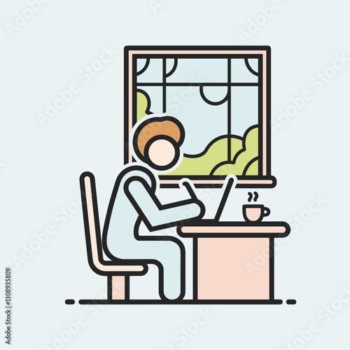Remote work and productivity, home office illustration