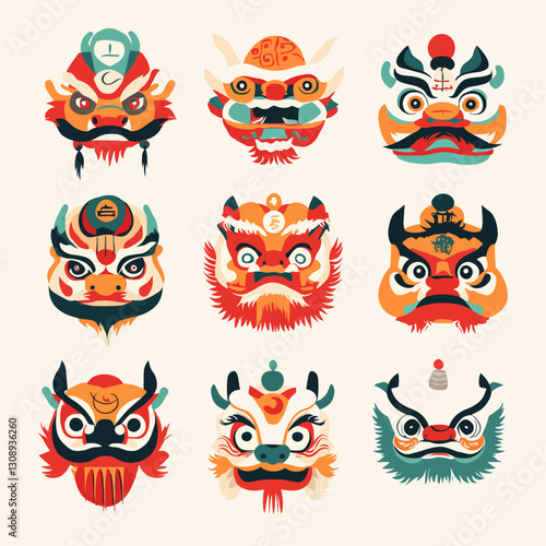 Vibrant Chinese Lion Dance Masks: Traditional Celebration, Culture, Festival