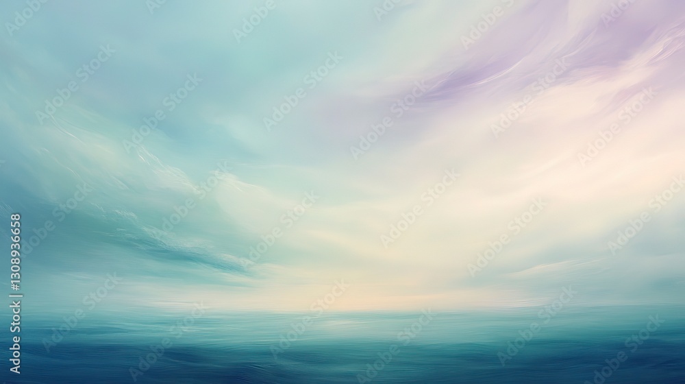 Fototapeta premium Soft pastel teal and lavender sky, delicate and dreamy with fluid flowing patterns