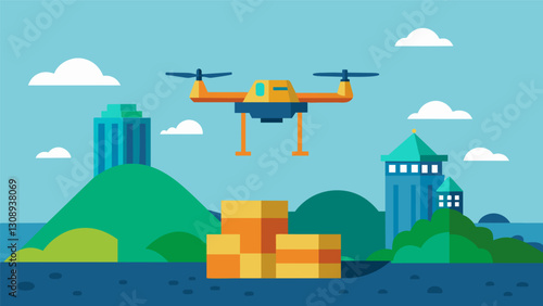 With its ability to cover large areas quickly the drone saves valuable time and resources in surveying the site.. Vector illustration