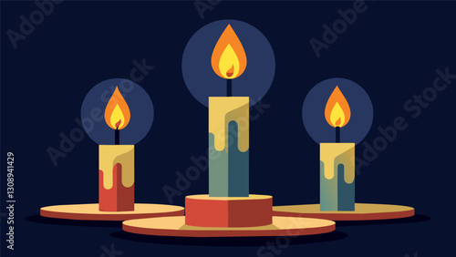 The candles were a symbol of the congregations faith shining in the darkness and guiding them through the service.. Vector illustration