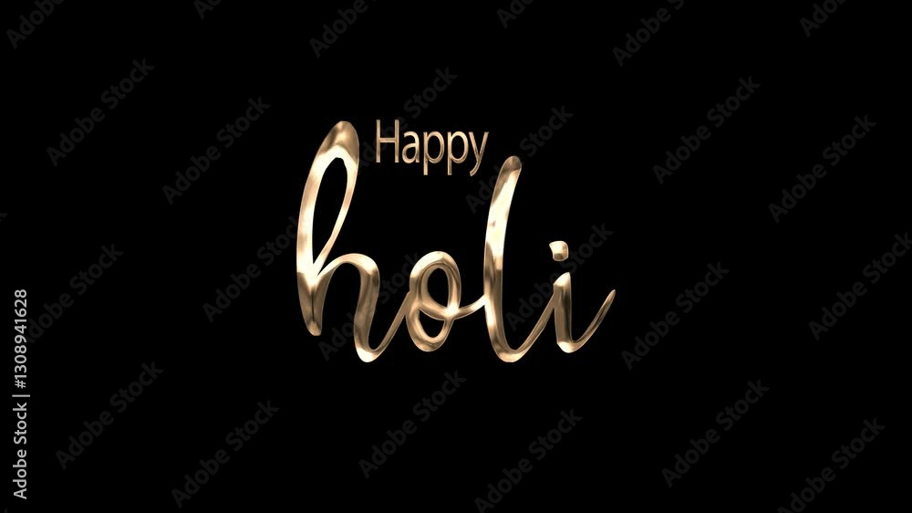 happy holi gold text animation 4k alpha channel greeting with a play button perfect for video invitations and virtual celebrations. Festive design for online events. happy holi gold text animation 4k alpha channel greeting with a play button perfect for video invitations and virtual celebrations. Festive design for online events.