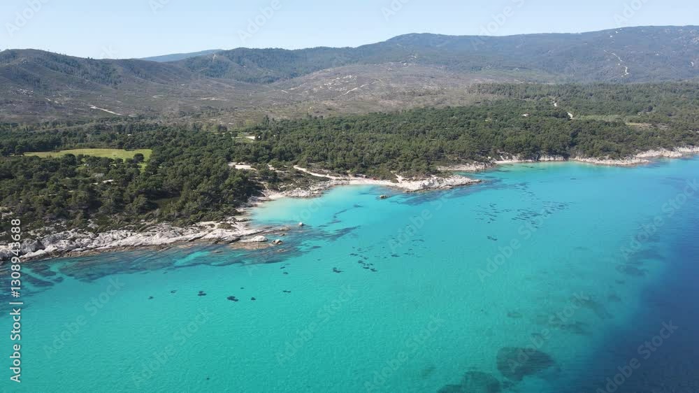 Amazing view of Sithonia coastline near Orange Beach, Chalkidiki, Central Macedonia, Greece Amazing view of Sithonia coastline near Orange Beach, Chalkidiki, Central Macedonia, Greece