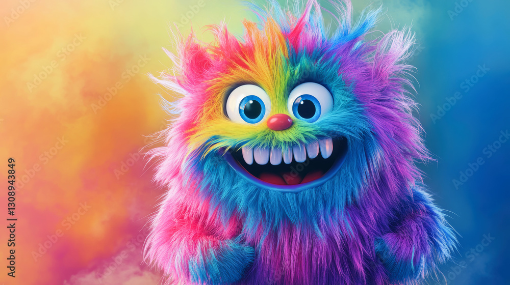 A charmingly vibrant, endearingly fluffy cute monster with a contagious smile, pastel colored and glowing with joy A charmingly vibrant, endearingly fluffy cute monster with a contagious smile, pastel colored and glowing with joy