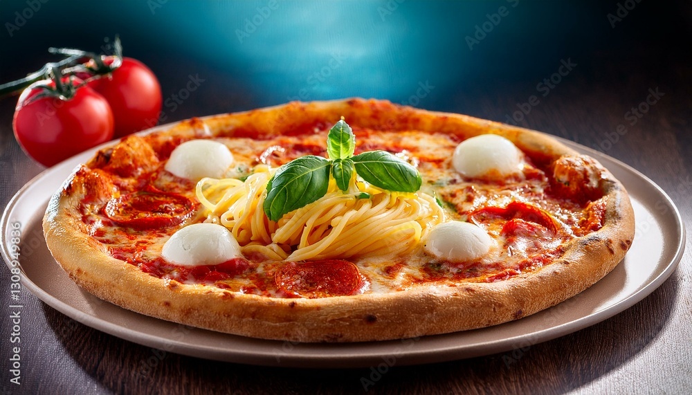 pizza with noodles, AI generated pizza with noodles, AI generated