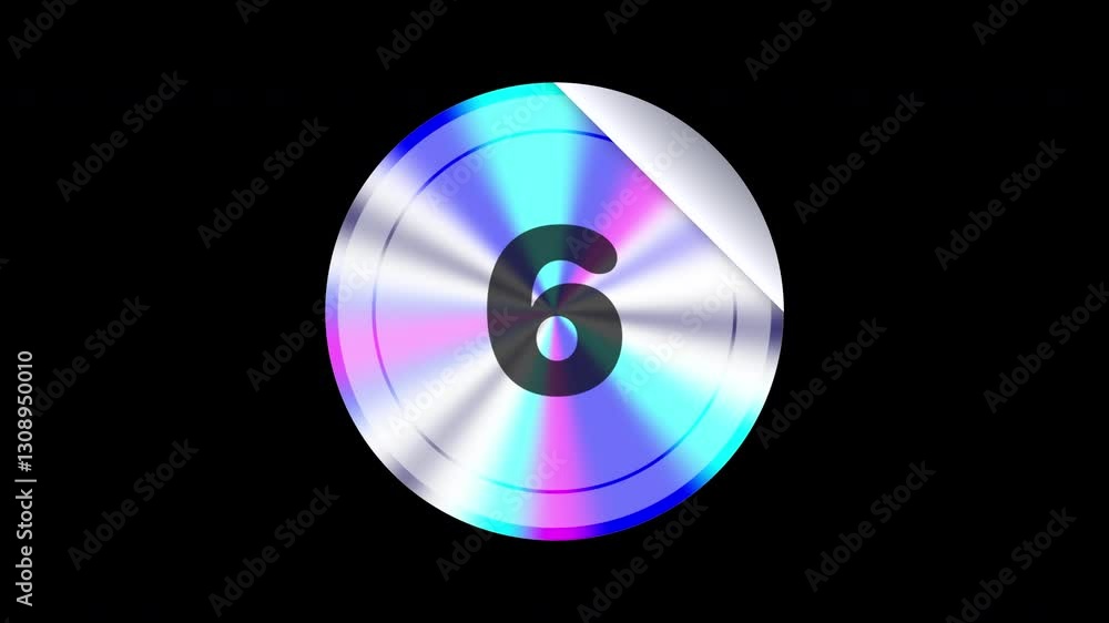 Iridescent Circle Sticker 10 Seconds Countdown On Alpha Channel Background Iridescent Circle Sticker 10 Seconds Countdown On Alpha Channel Background