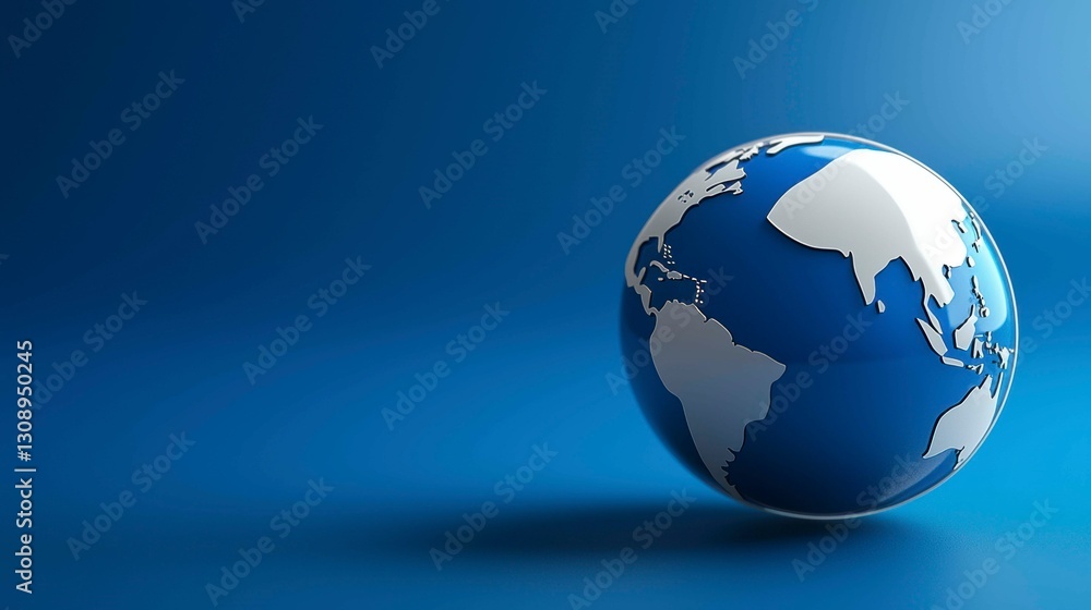 Globe World Earth Continents Oceans Geography Blue and White Spherical Planet Global Sphere Globe World Earth Continents Oceans Geography Blue and White Spherical Planet Global Sphere