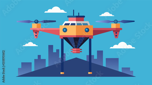 With its highdefinition camera the drone captures crystal clear images of the construction progress.. Vector illustration