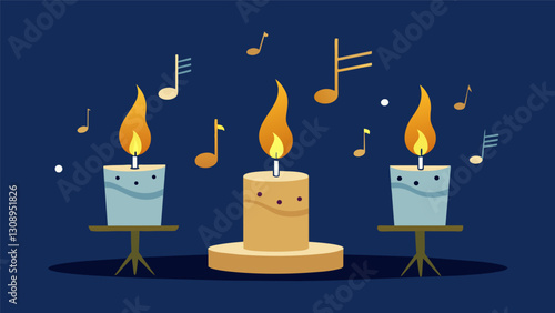 The flickering candles seemed to dance along with the hymns as if they were alive and participating in the service.. Vector illustration