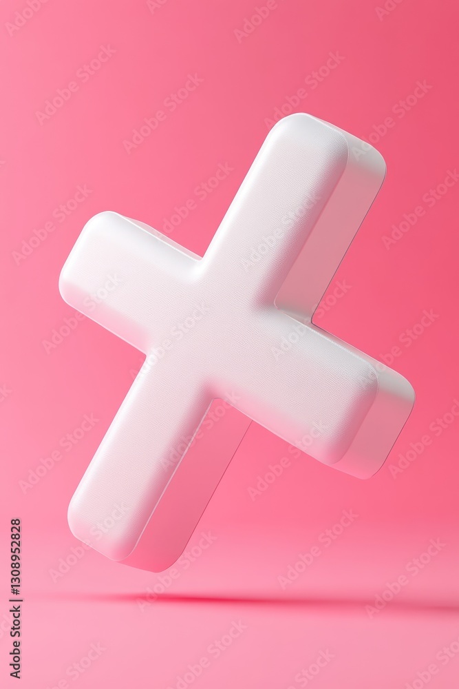 Obraz premium A White Three Dimensional Cross Is Seen Floating Against Pink