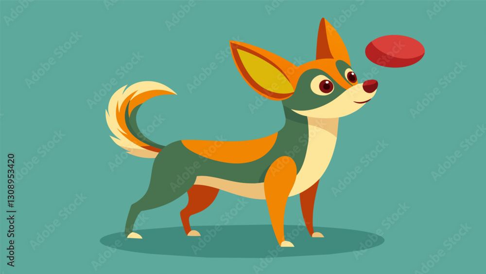 A chihuahua may be small but it makes up for it with its quick reflexes and impressive frisbeecatching abilities.. Vector illustration A chihuahua may be small but it makes up for it with its quick reflexes and impressive frisbeecatching abilities.. Vector illustration