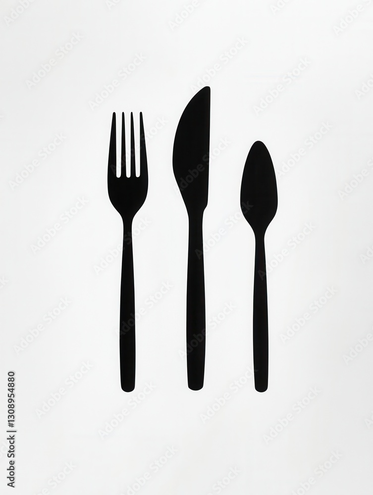 Elegant minimalist cutlery logo featuring fork knife and spoon silhouettes in a modern design for dining and culinary branding Elegant minimalist cutlery logo featuring fork knife and spoon silhouettes in a modern design for dining and culinary branding