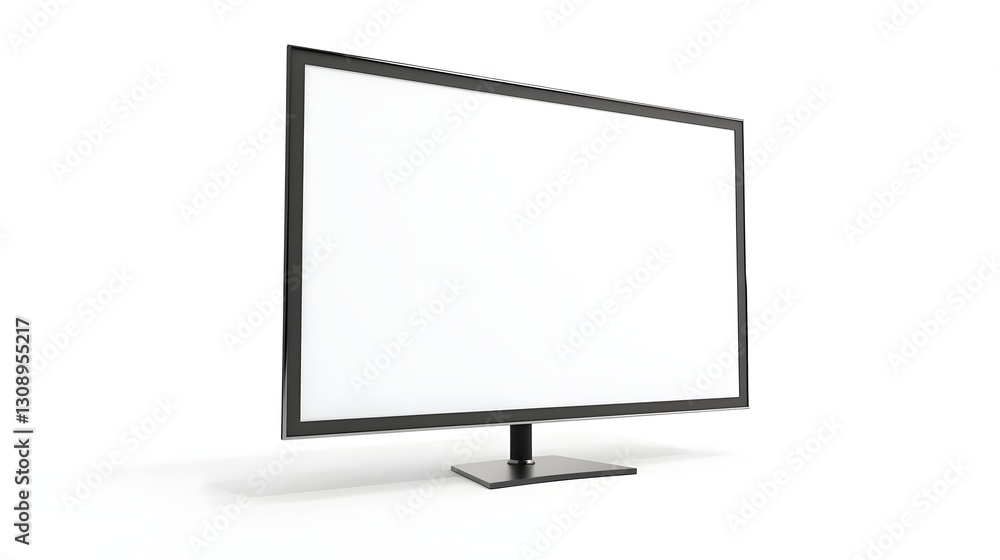 Modern flat-screen television on a minimalist stand in a bright, empty room, showcasing sleek design Modern flat-screen television on a minimalist stand in a bright, empty room, showcasing sleek design
