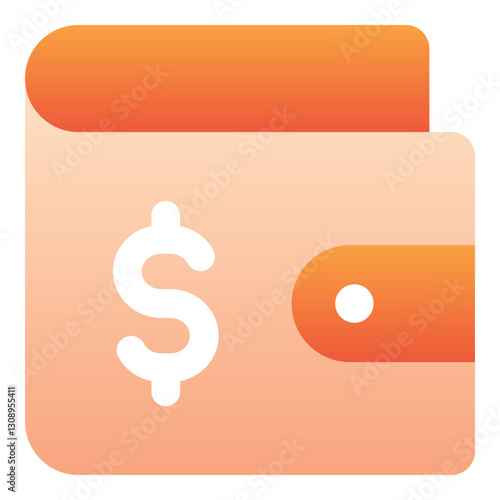 Gradient color icon, illustration for Wallet, cash, saving.