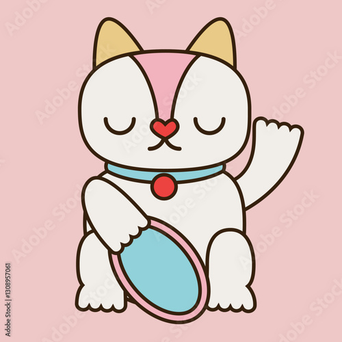 Cute Lucky Cat (Maneki-Neko) Illustration