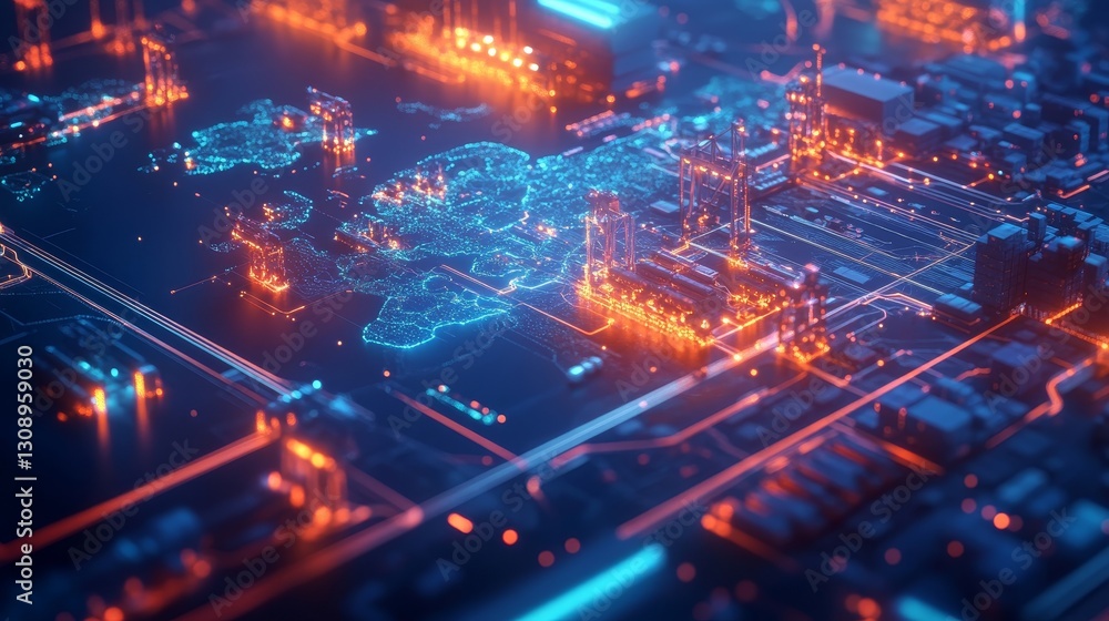 digital futuristic cybernetic world logistics map digital futuristic cybernetic world logistics map