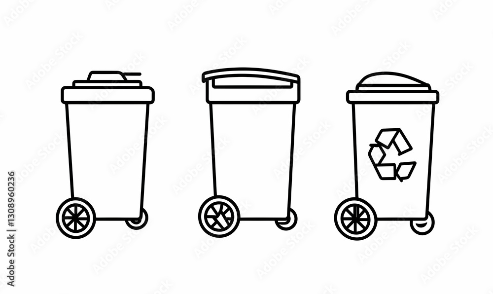 Waste Management Icons for Recycling and Trash Disposal Systems Waste Management Icons for Recycling and Trash Disposal Systems
