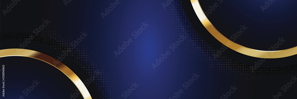 Obraz premium Abstract gold curve dark blue background design