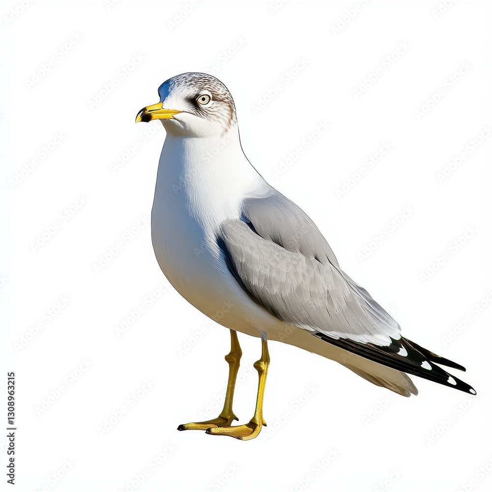 Gray and White Seagull on White Background Gray and White Seagull on White Background