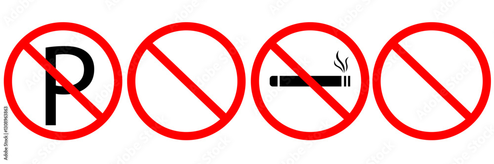 Prohibited Sign Icon Set. Strictly prohibited signs. Vector. Prohibited Sign Icon Set. Strictly prohibited signs. Vector.