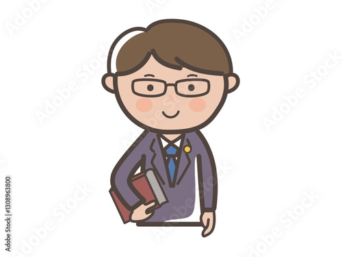 笑顔で正面を向く男性弁護士の上半身イラスト