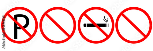 Prohibited Sign Icon Set. Strictly prohibited signs. Vector.
