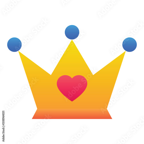 Gradient color icon, illustration for King, queen, crown.